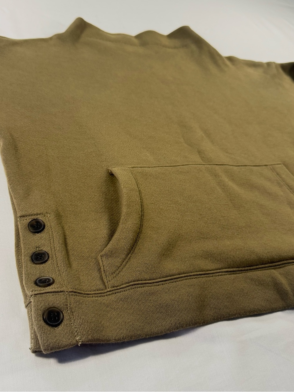 Madewell MWL Women's XS Earthy Green Mock Neck Sweater w/ Front Pocket & Buttons - Picture 2 of 13
